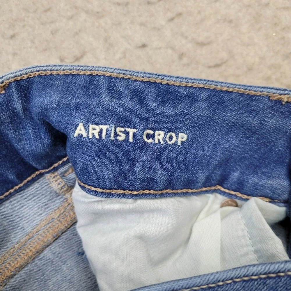 American Eagle Artist Crop Jeans Womens 2 Short Blue Next Level Stretch - Picture 4 of 13